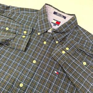 Tommy‎ Hilfiger Men's Plaid Button Down Shirt XL Green Blue Casual Long Sleeve